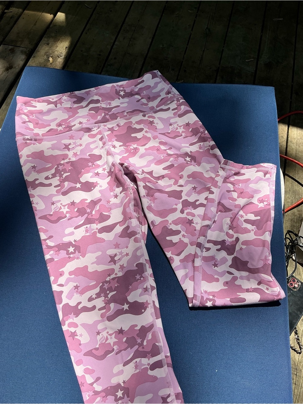 Fabletics Pink Camo Star Kids Leggings